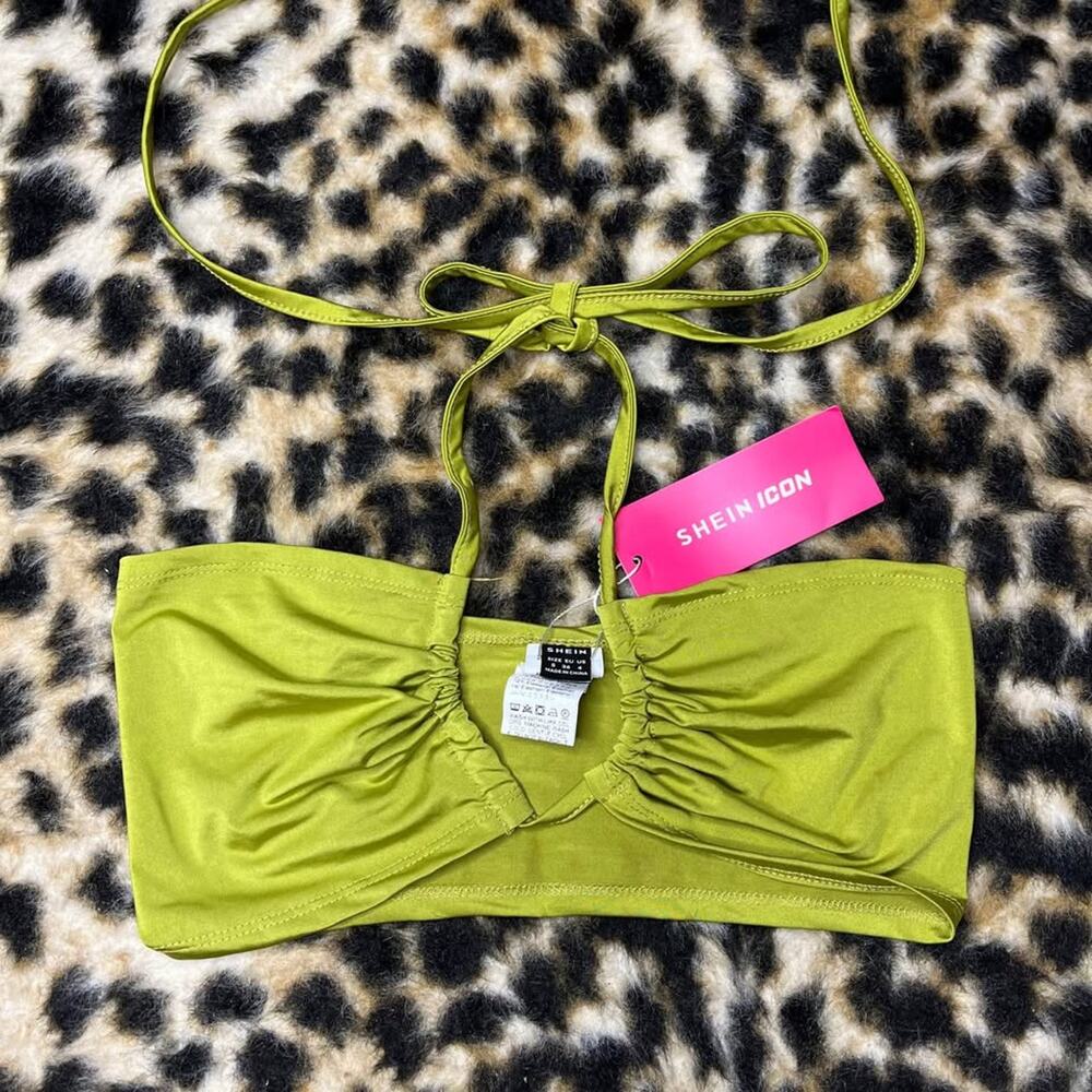 SHEIN Chartreuse Halter Cropped Top S NWT